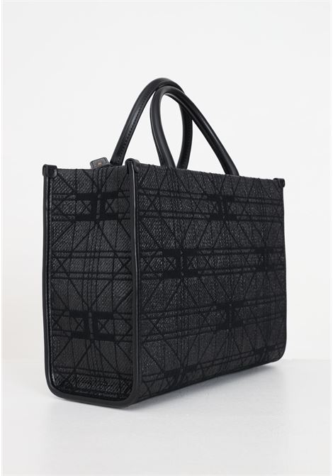 Women's shoulder bag with black allover logo shoulder strap ELISABETTA FRANCHI | BS15A41E2110